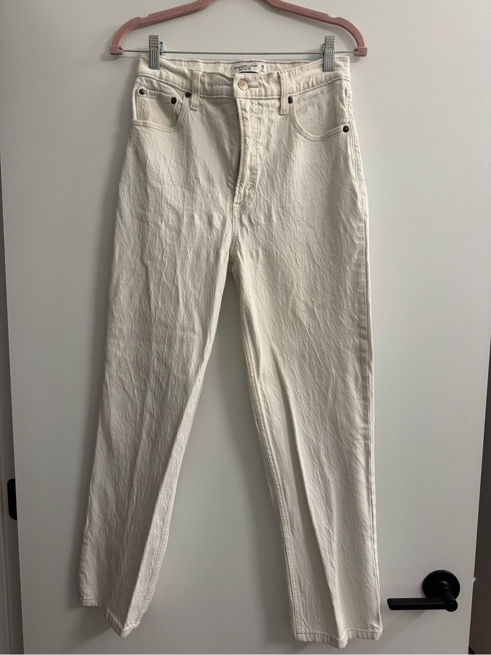 Abercrombie & Fitch Cream Straight-Leg Jeans